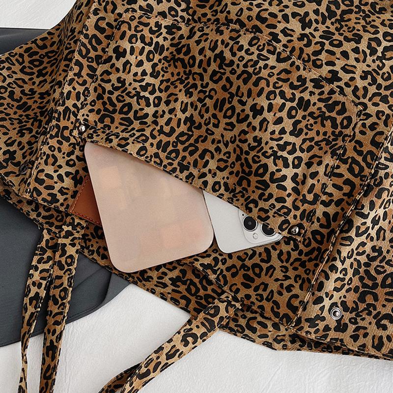 Yogodlns Женские холщовые винтажные сумки через плечо с леопардовым принтом, большой емкости, для отдыха, шопинга, поездок на работу, сумка-тоут