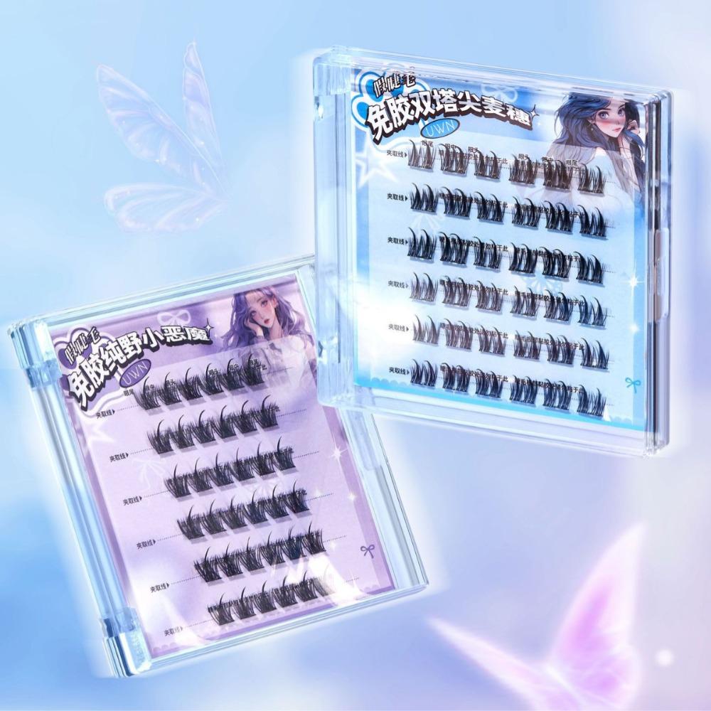 Пушистые самоклеящиеся пучки ресниц Многоразовые пучки накладных ресниц Клейкие накладные ресницы Макияж