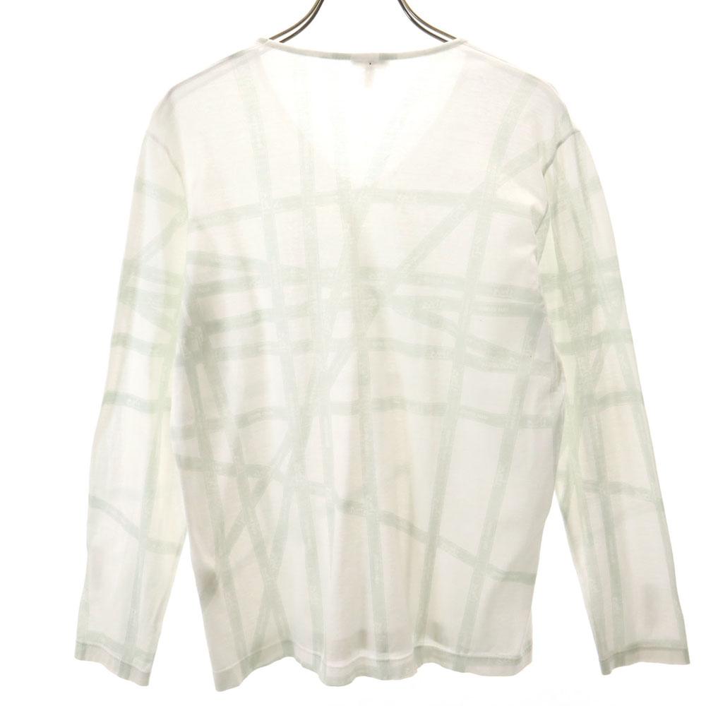 Hermes Made In Italy Long Sleeve V Neck Cut M White Women Used