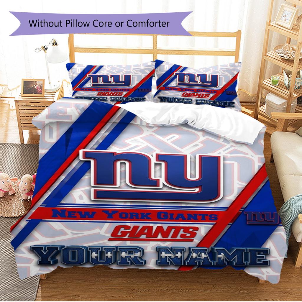 Name Custom New York Giants Pattern Bedding Set Quilt Cover Pillowcase Home Decor Gift (1 * duvet cover + 2 * pillowcase, without core)