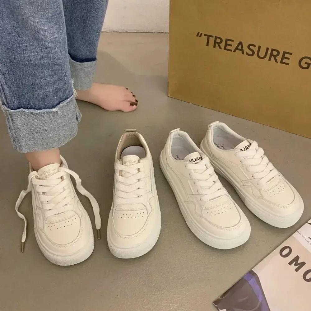 Little White Shoes Women Sneakers 2025 New Breathable Genuine Leather Women's Shoes Casual Sports Board Shoes Sneaker