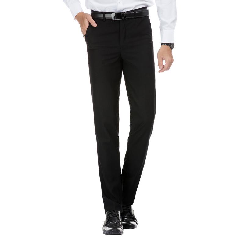 MakeWishes Мужские брюки для гольфа прямого кроя Простые брюки с поясом Формальные однотонные повседневные тонкие деловые брюки 28-40