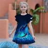 Girls Blue Butterfly Print Dresses Kids Girl Party Dress Loose Fitting Loose Fitting Short Sleeved Skirt For Girls Over Four Years Old