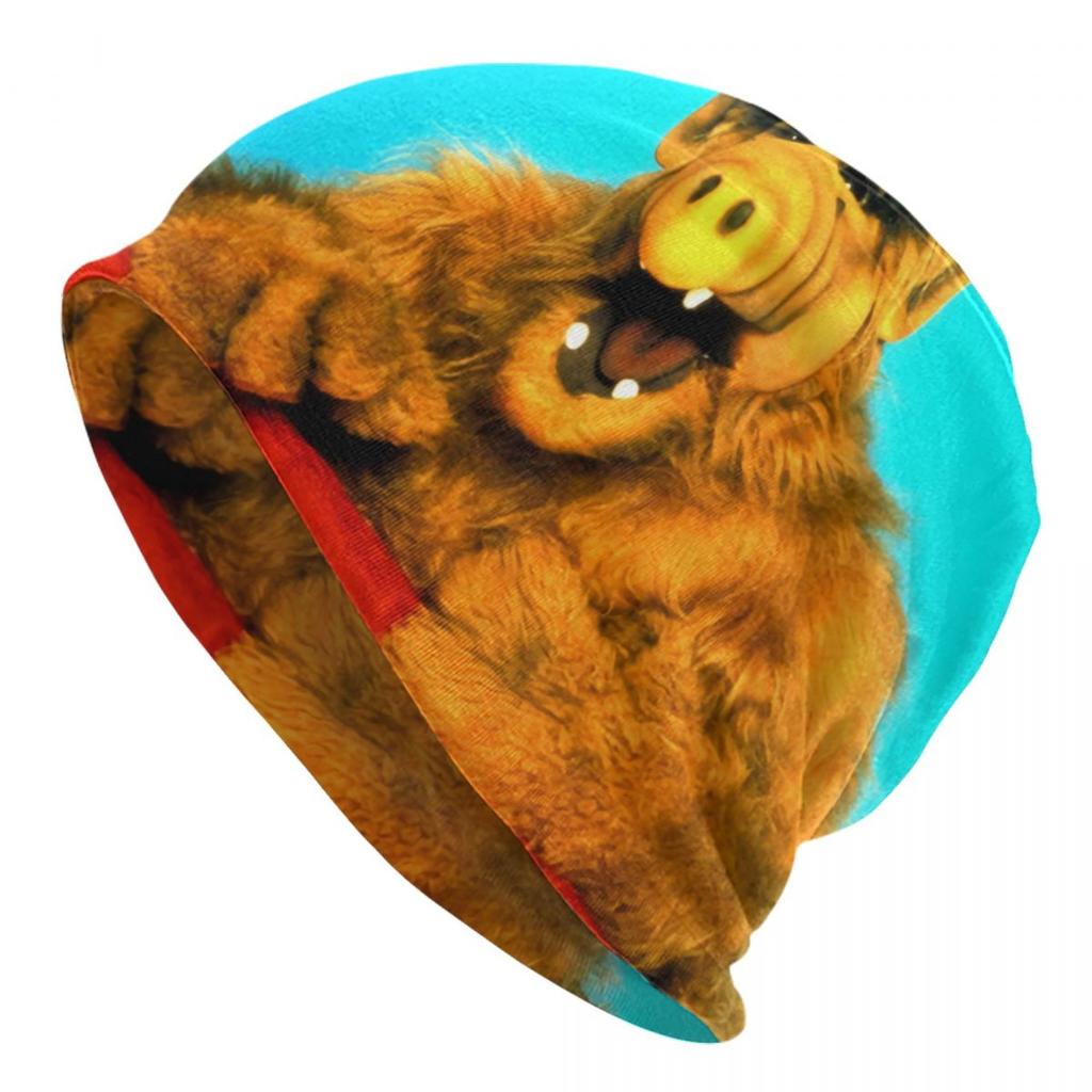 Шапка-бини «Альф с цветком», унисекс, зимняя теплая шапка, женские вязаные шапки, уличные лыжные шапки с изображением чужого существа, шапки-бини Skullies, шапки