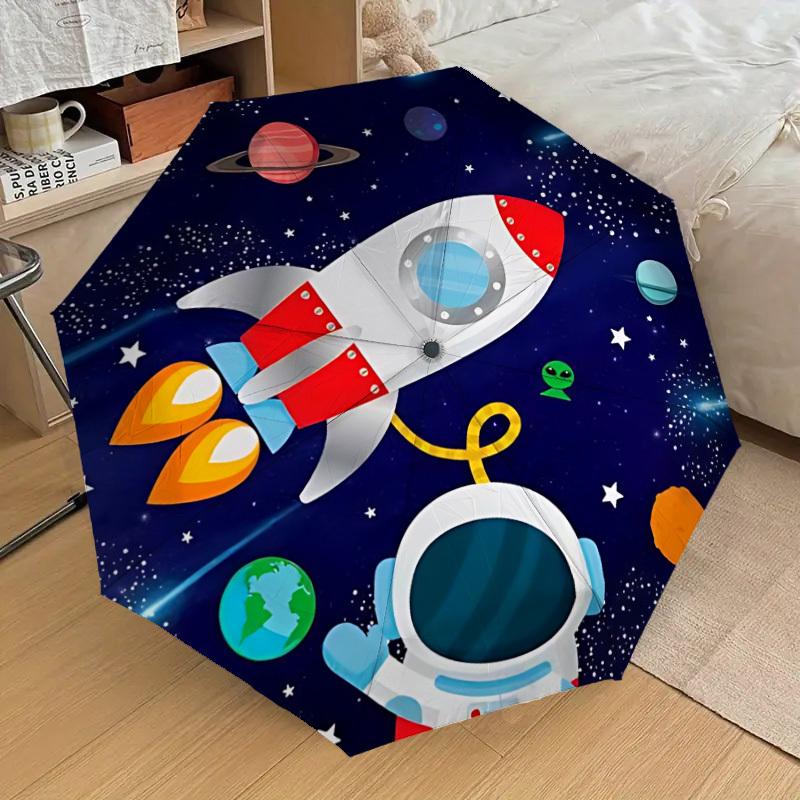 1pc Rocket Ship Automatic Folding Umbrella, Heavy-Duty 8-Rib Construction, Perfect for Everyday yy251114136