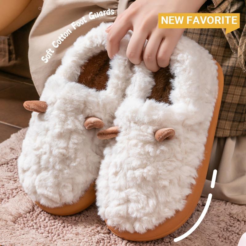 Cute Cotton Slippers Women's Bags and Winter Outer Wear New Indoor Home Thick-soled Non-slip Warm Velvet Cotton Shoes