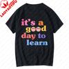 Teach Retro Gradient Varsity Letter Graphic TShirt Teacher Classroom Back To School Casual Cotton Short Sleeve Basic Tee Top