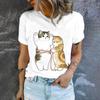 Cute Cat Print High Quality Short Sleeve Street Fashion Loose Round Neck T-shirt Summer New Casual Comfortable Women's T-shirt
