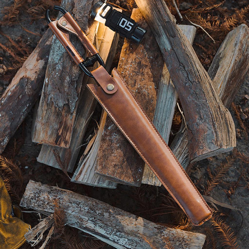 Щипцы для угля из углеродистой стали для костра, барбекю, дров, инструмент-клипса, печи, огонь, угольные щипцы, кожаная ручка