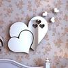 1 Set Heart Shape Acrylic Mirror Stickers Adhesive Removable Wall Stickers Solid Color Home Decoration