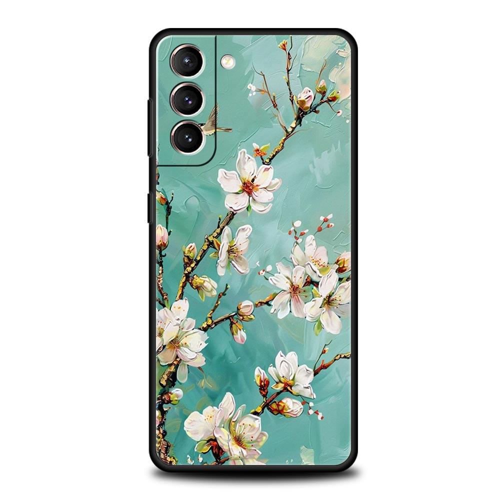 Чехол для телефона Samsung Galaxy S25 Edge S24 S23 S22 S21 Ultra S20 FE 5G S10 S10E S9 Plus Мягкий ТПУ Чехол Масляная Живопись Цветок