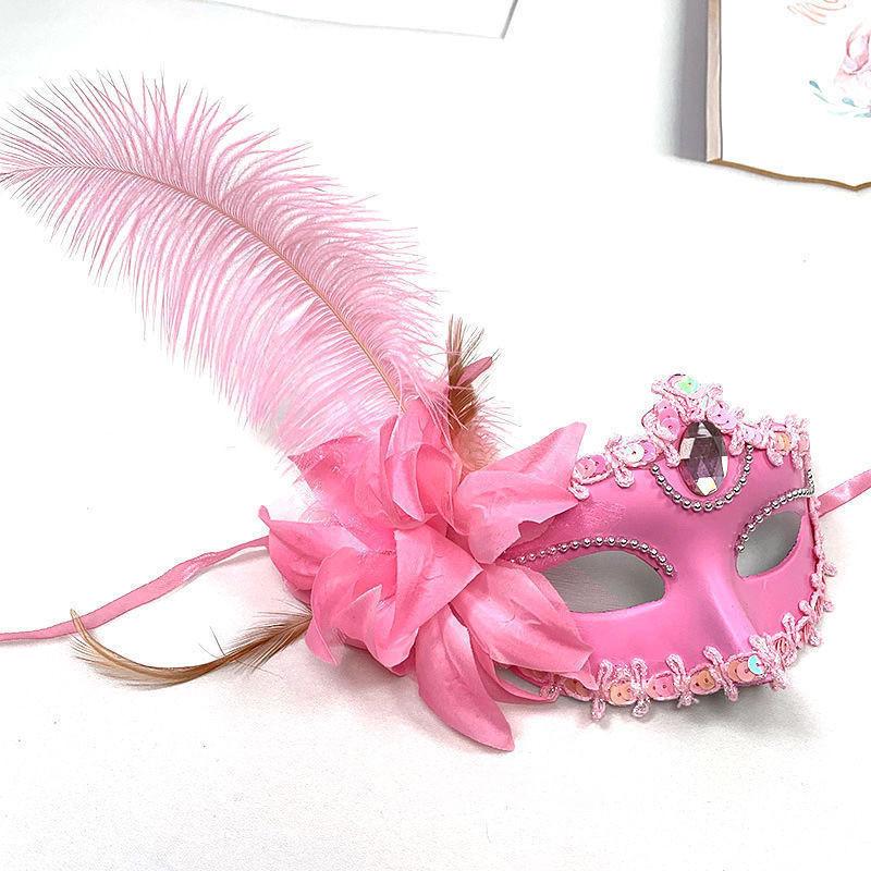Роскошная маска принцессы на пол-лица с натуральными страусиными перьями, идеально подходящая для выступлений и вечеринок