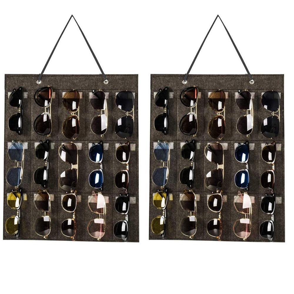 2Pcs Felt Eyeglasses Stand Holder Wall-Mounted Glasses Organizer Rack