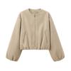 Oversized Soft Bomber Jacket for Women, Long Sleeve Coat, Front Zipper, Female Outerwear, Chic Tops, Fashion