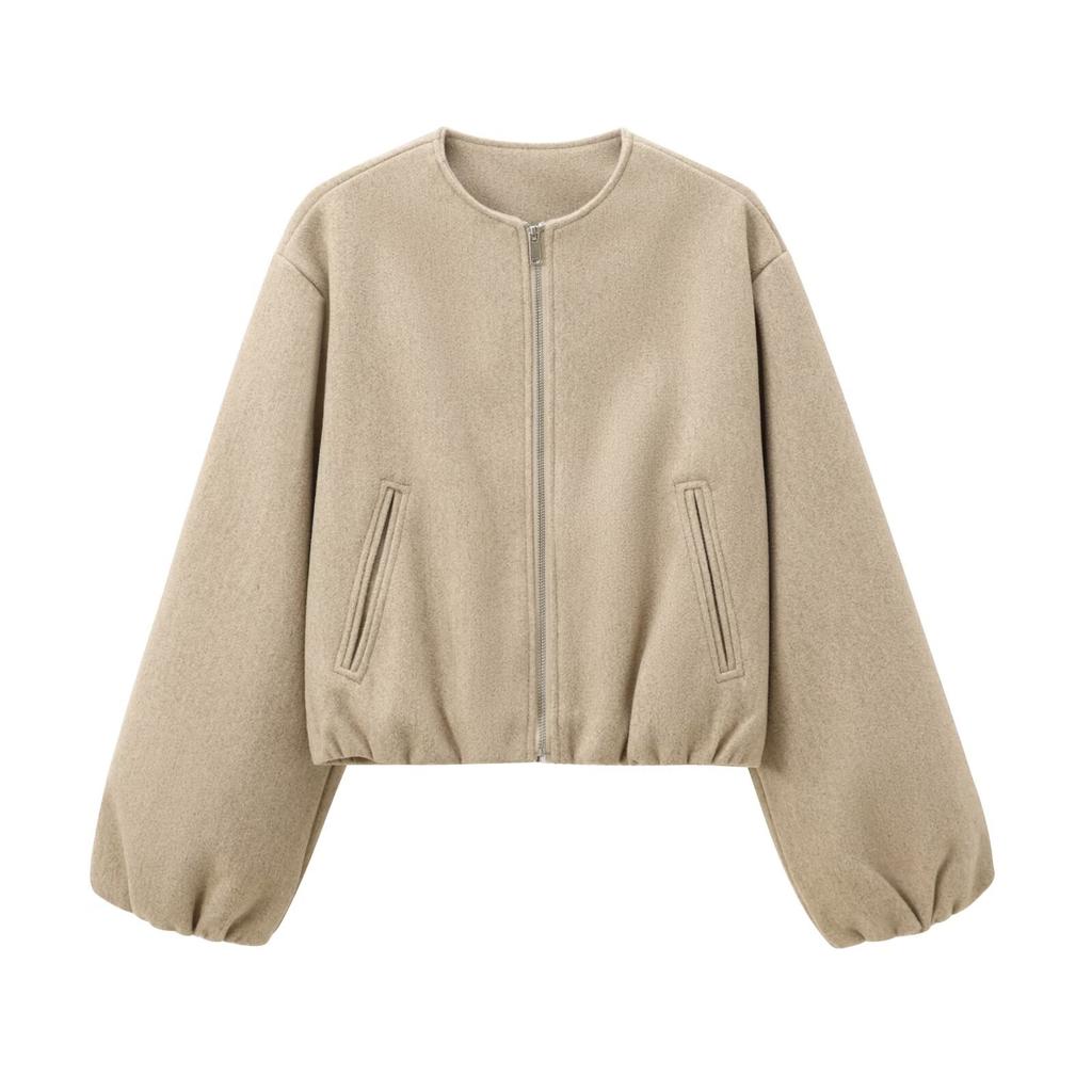 Oversized Soft Bomber Jacket for Women, Long Sleeve Coat, Front Zipper, Female Outerwear, Chic Tops, Fashion