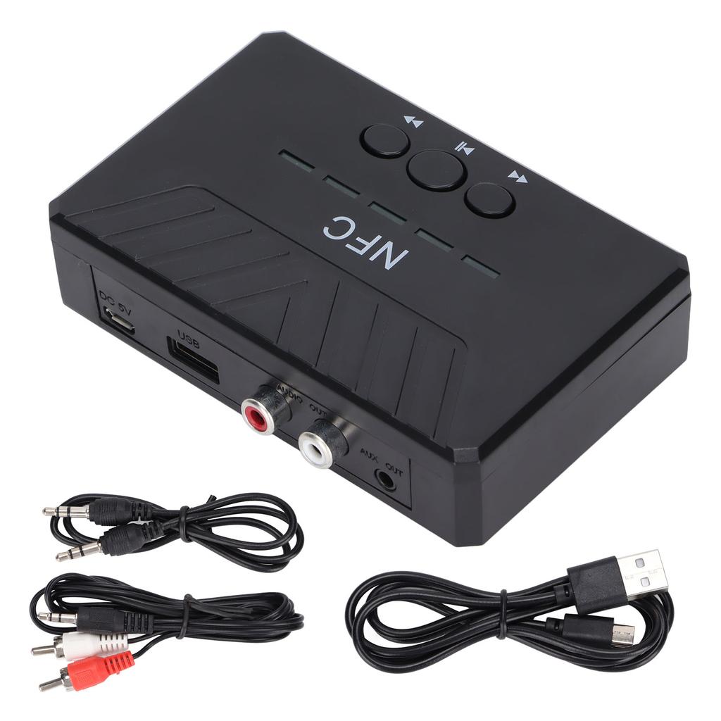 NFC 5.0 Bluetooth Receiver USB Playback AUX Wireless Audio Adapter for Car Home Stereo