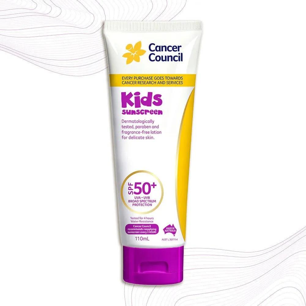 Детский солнцезащитный крем Защита от УФ-лучей для детей SPF50+ Тюбик Cancer Council 110 мл