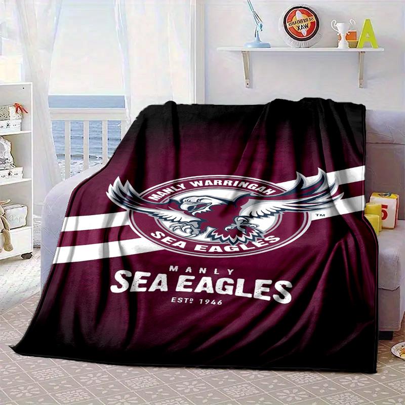 Manly Sea Eagles Crest Portable Blanket/Soft Blanket Bedding Blanket Suitable for Travel Camping Living Rooms Offices Sofas Fan Gifts