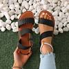Fashion Summer Ladies Outdoor Sandals Fashion Round Headed Solid Color Weave Flat Shoes Casual Comfortable Women's Sandal