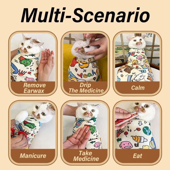 Конверт для груминга кошек, саморегулирующийся, мягкий, из микрофибры, сумка для фиксации кошек, одеяло для фиксации против царапин, для стрижки когтей, приема лекарств и ухода за питомцами