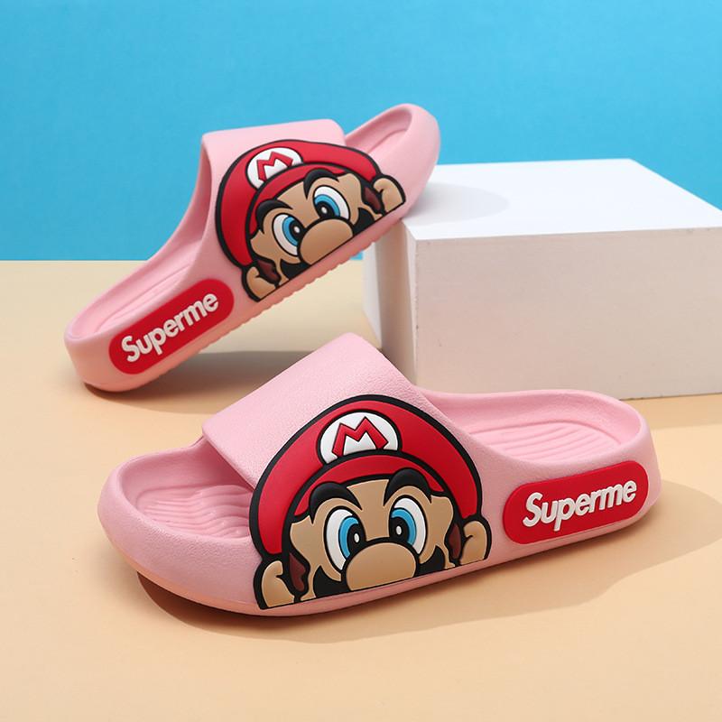 Детские шлепанцы-сандалии в стиле мультфильма Марио, мягкие, из ЭВА, нескользящие, летняя обувь для мальчиков