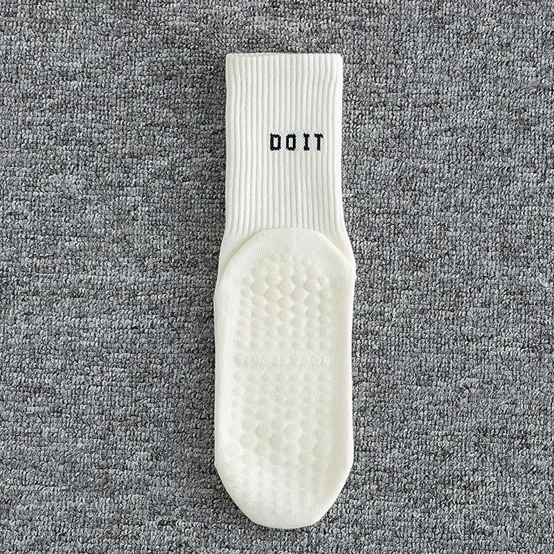 Хлопковые дышащие носки для йоги до середины икры, однотонные полосатые противоскользящие спортивные носки, носки для пилатеса, носки для танцев, фитнеса и тренировок