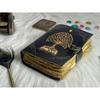 Handmade Mystical Tree Print Vintage Leather Journal Grimoire Journal Notebook