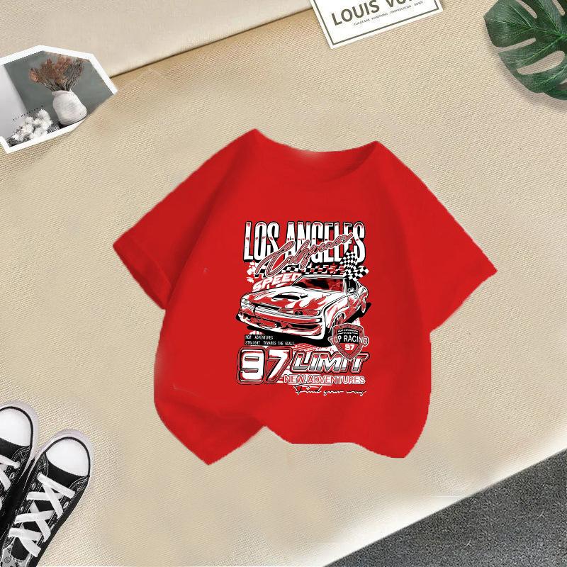 Children T-shirt Car Printed Kids 100% Cotton Tops 2-13Y O-Neck Short-sleeve T-shirt