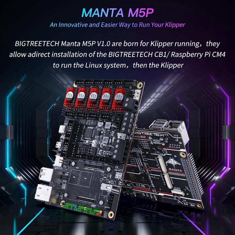 Плата управления Manta M5P V1.0 32 бит поддерживает 5 шаговых драйверов, подходит для материнских плат 3D-принтеров CB1 TMC2209 TMC5160