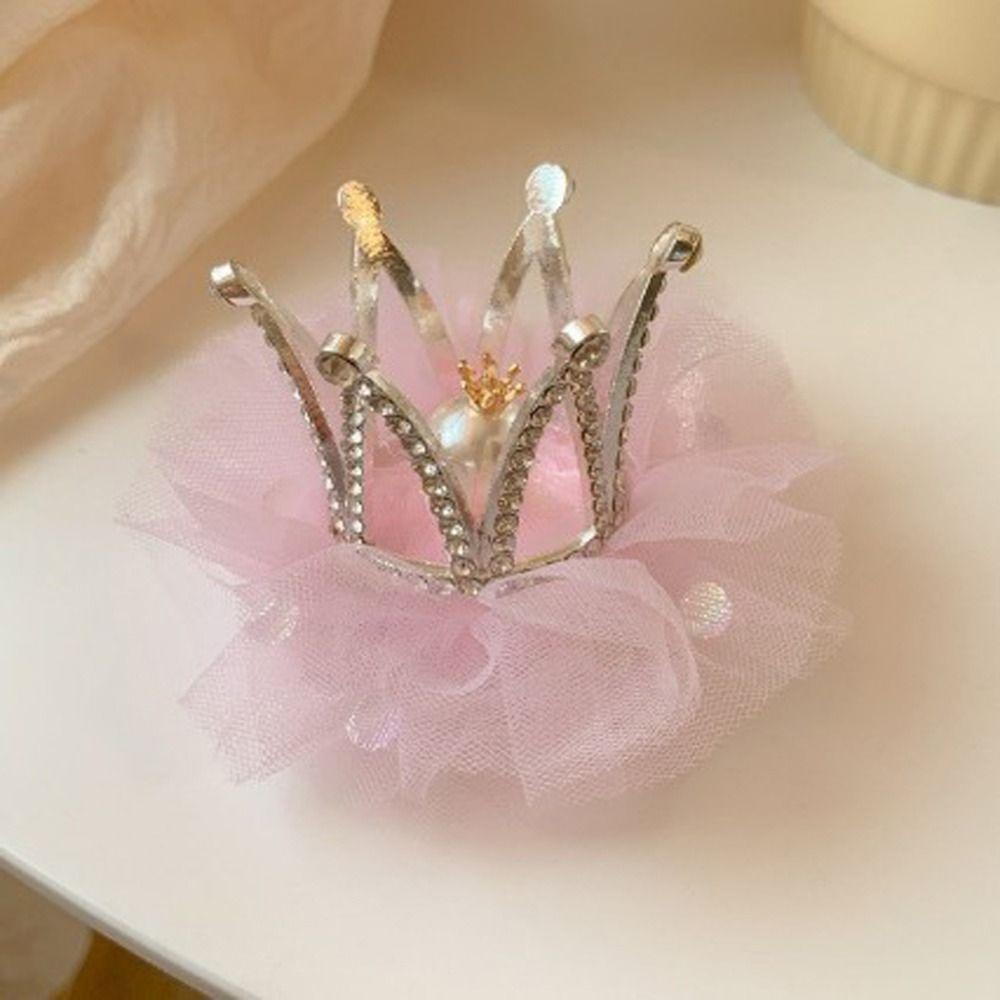 Lovely Sweet Zinc Zinc Alloy Rhinestone Gauze Tiara Crown Hair Clip Headwear Hair Accessory Girl Hairpin