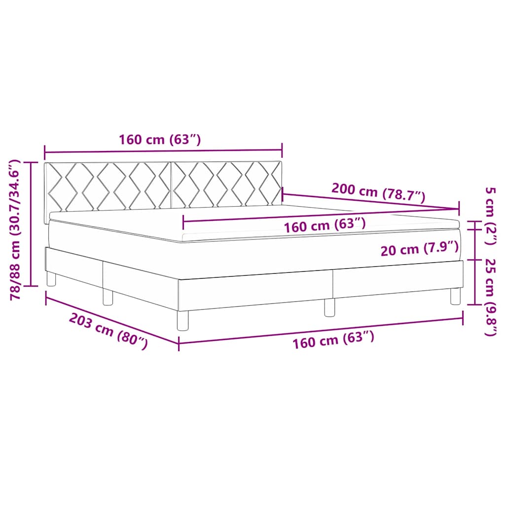 Box Spring Bed with Headboard Blue 160 x 200 cm Fabric