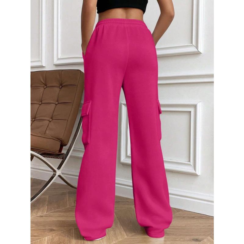 Женские осенне-зимние однотонные повседневные прямые широкие брюки