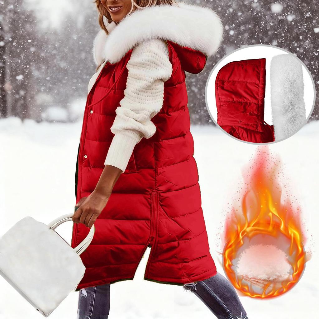 Женский длинный пуховик с капюшоном