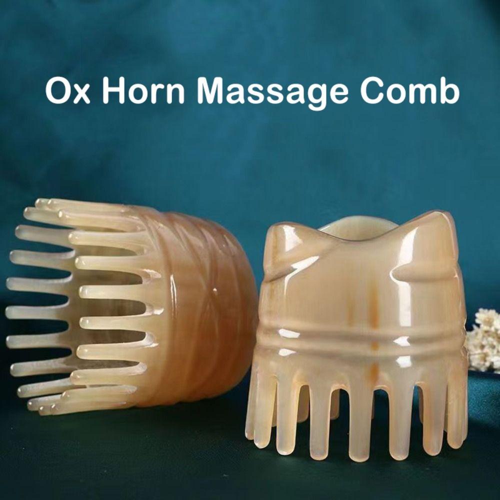 Gua Sha Wide Tooth Scalp Massager Brush Shampoo Comb Buffalo Horn Meridian Comb  SPA