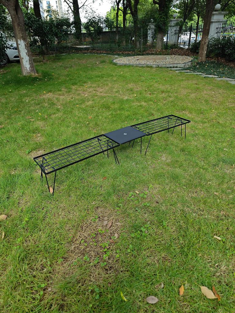 CAMPING MOON Minimal Rack, Connectable Aluminum Top and Half Top, Set of 2, Black, Black Gear, T-229-9BK-2P