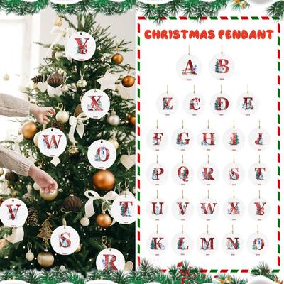 26 Letters Santa Christmas Pendant Acrylic Car Pendant Christmas Tree Decoration