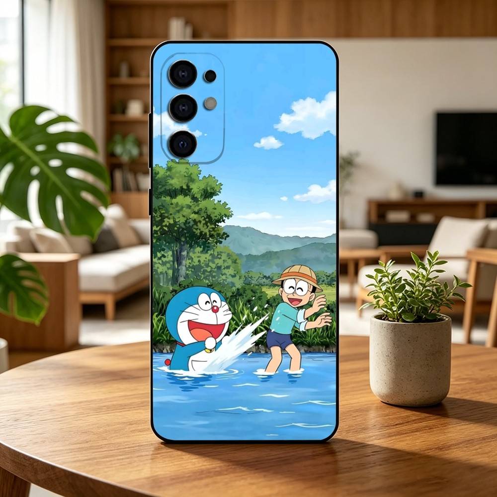 Cute Cartoon Z-Doraemon Shockproof Phone Case For Samsung S25,S24,S21,S22,S23,S30,Ultra,S20,Plus,Fe,Soft Silicone Black Cover