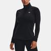 Under Armour Authentics ColdGear® принтованная спортивная футболка с полумолнией и воротником-стойкой, длинным рукавом, женские топы, черный цвет 1368699-001
