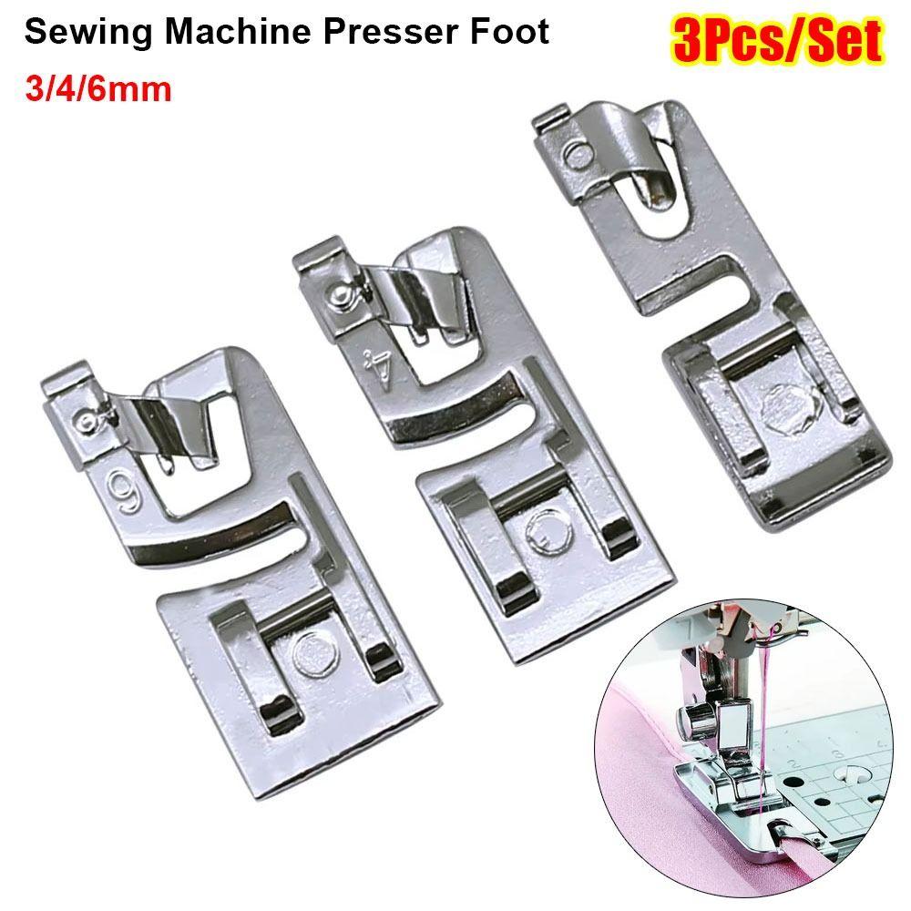 3Pcs/Set Narrow Rolled Hem Sewing Machine Presser Foot  for Household Multi-Function Sewing Machines