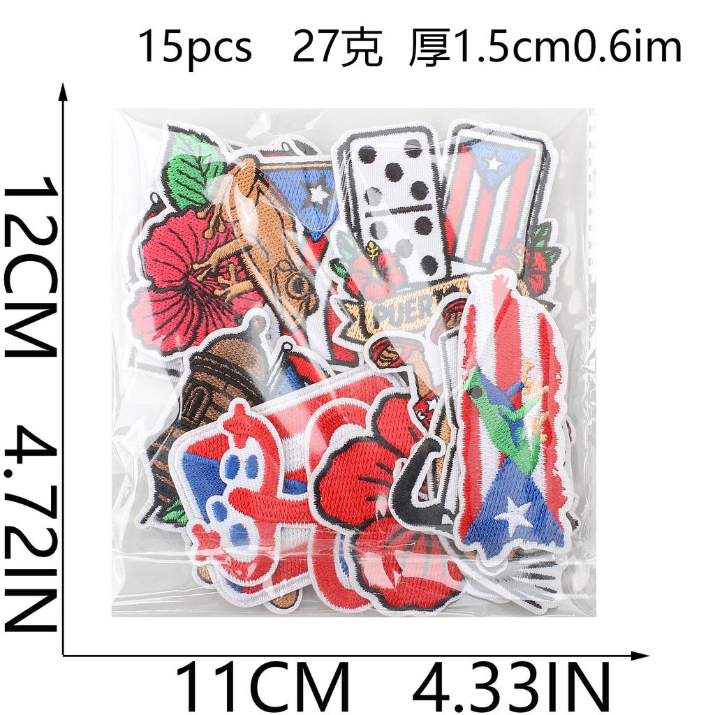 Puerto Rico Embroidery Cloth Sticker Clothes Decoration Patch Sticker Holiday Embroidery Chapter Boy Drum Tools Embroidery Chapter