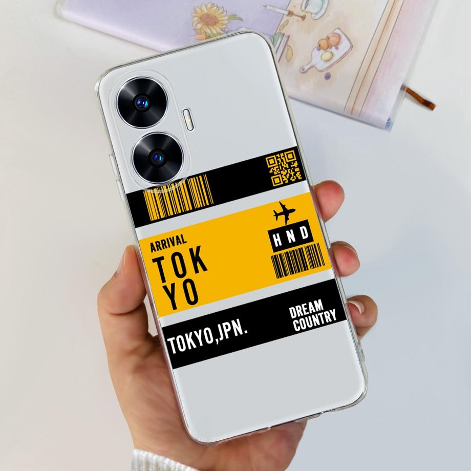 Чехол для Realme C55 6.72 дюйма Задняя крышка Гладкий Прозрачный Тонкий Чехол Для ON Oppo Realme C55 C 55 RMX3710 Мультяшный Детский Чехол