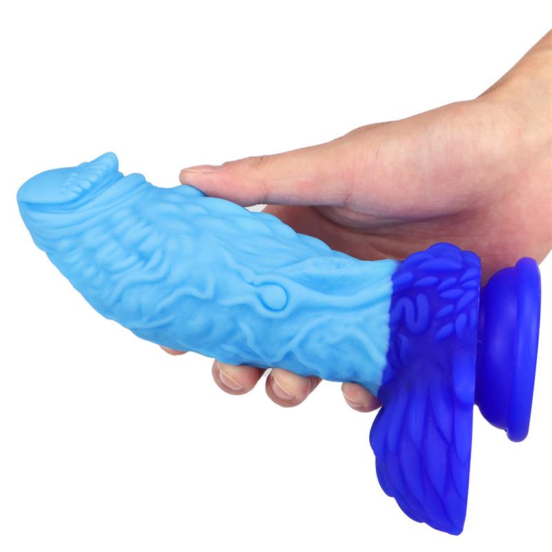 Blue Tyrant Mixed Color Liquid Silicone Big Penis Simulation Fake Penis Female Masturbation Device Anal Plug Adult Products