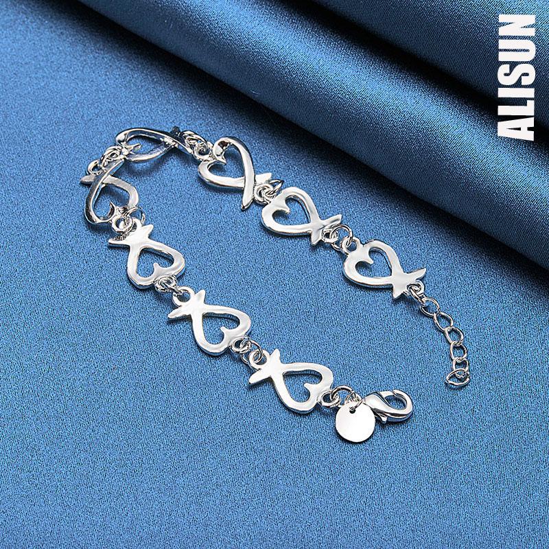 925 Sterling Silver Hollow Heart Bracelet Fashionable Wedding Jewelry