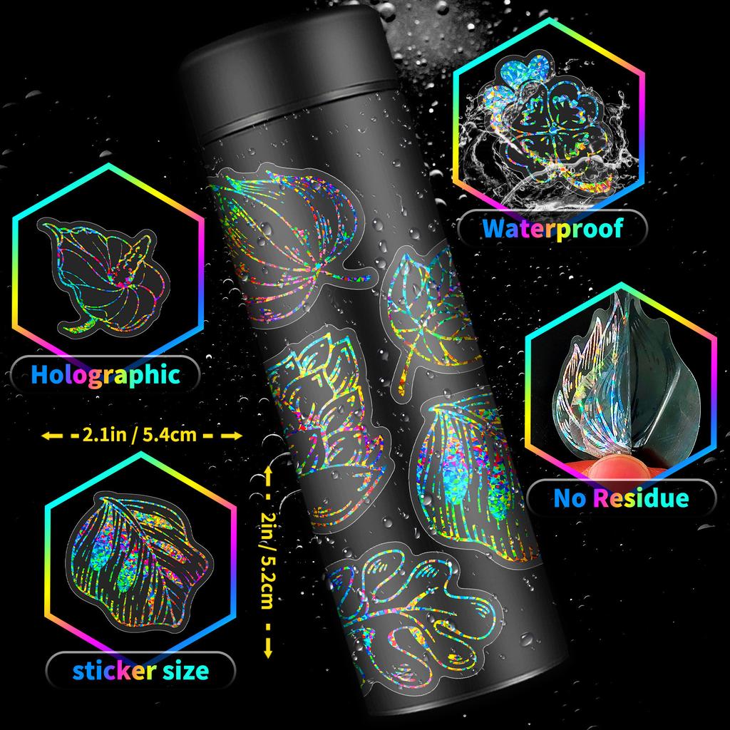 50 Laser Leaves Stickers Shrimp Skin New Product Stream Stickers Retro Guka Laser Stickers