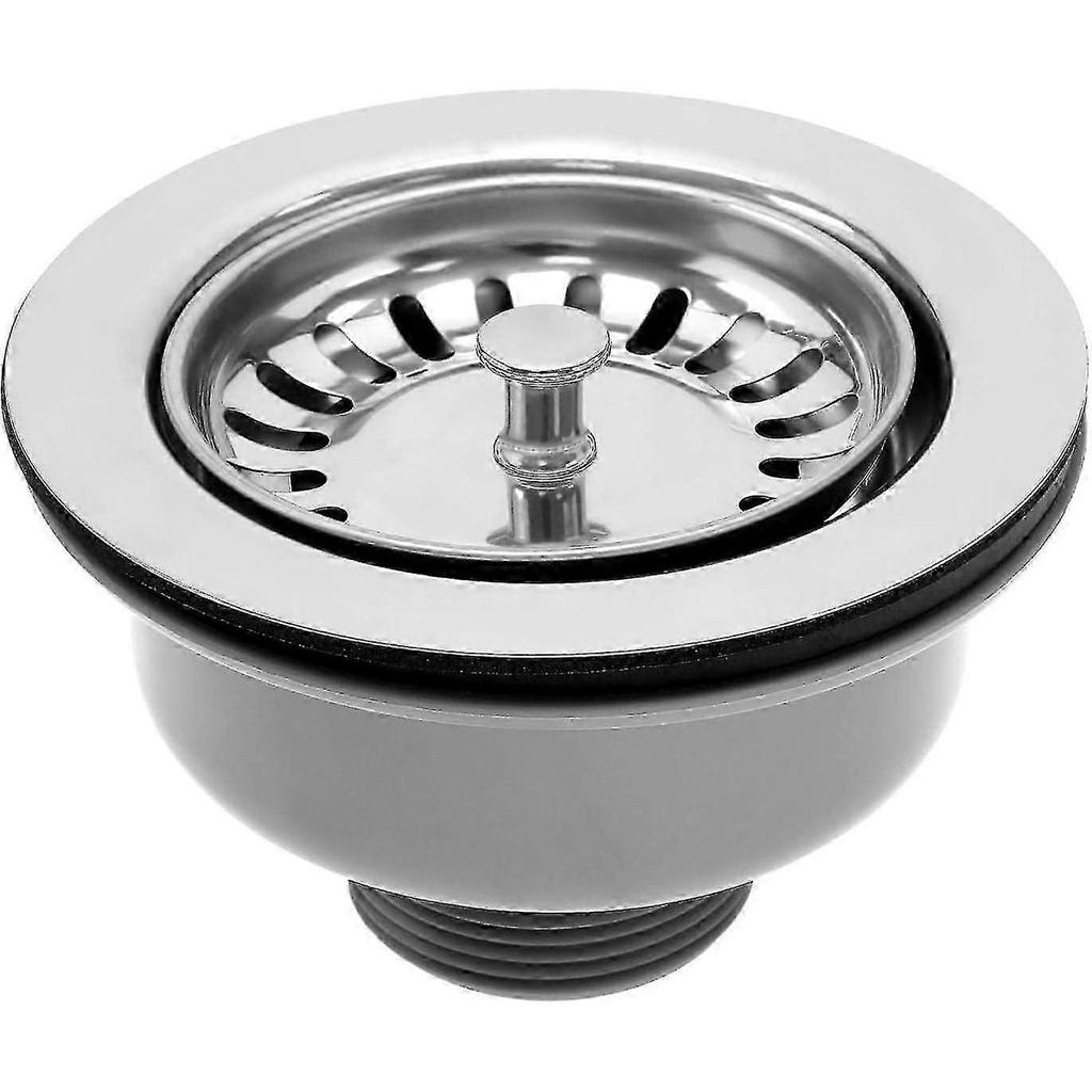 Stainless Steel Kitchen Sink Basket Strainer Plug Drain Pipe for 83-90mm Sink Diameter
