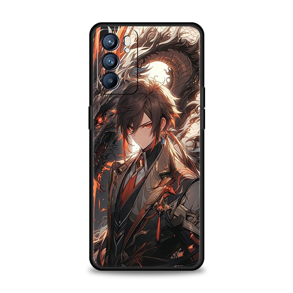 Case For Oppo Find X6 Pro X5 A54 A53 A52 A9 A15 A95 A17 A76 A74 A57 A31 Reno8 Reno7 Reno6 Pro 5G Cover Genshin Impact Zhongli