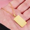 European & American Style Geometric Necklace - Mirror Finish Stainless Steel Rectangle with Laser Logo Option
