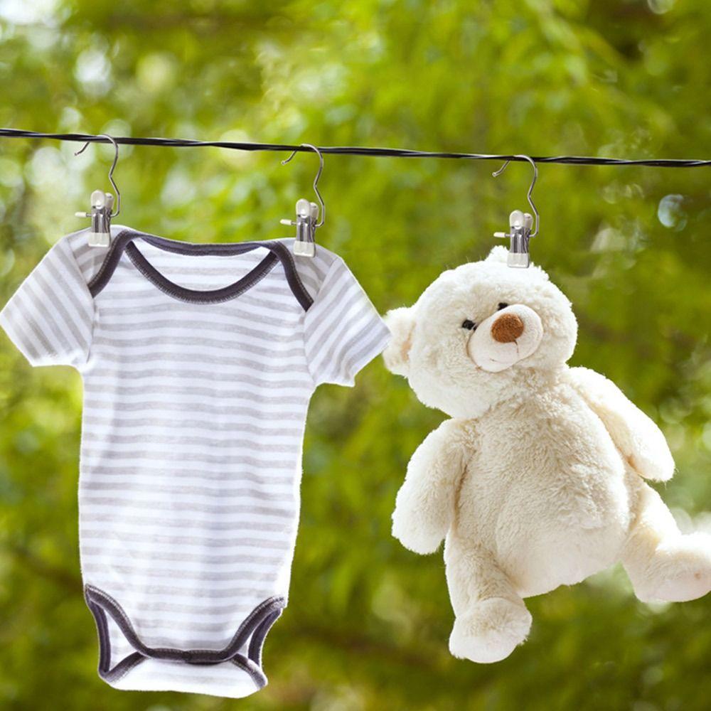 1/5/10PCS Windproof Stainless Steel Pants Clip with Hook Home Storage Rack for Household