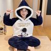 Autumn 2023 Boys Coral Fleece Pajamas - Velvet Flannel Winter Homewear for Kids