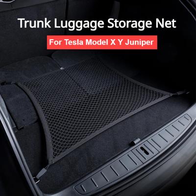 Сетчатый органайзер для багажника автомобиля для Tesla Model X Model Y Juniper, сетка для хранения, задняя сетка, эластичный карман для багажа, крючки, сетчатые аксессуары